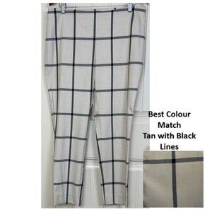 Le Chateau Ankle Pants Sz 11/12 Women's Window Pane Plaid Tan/Cream & Black